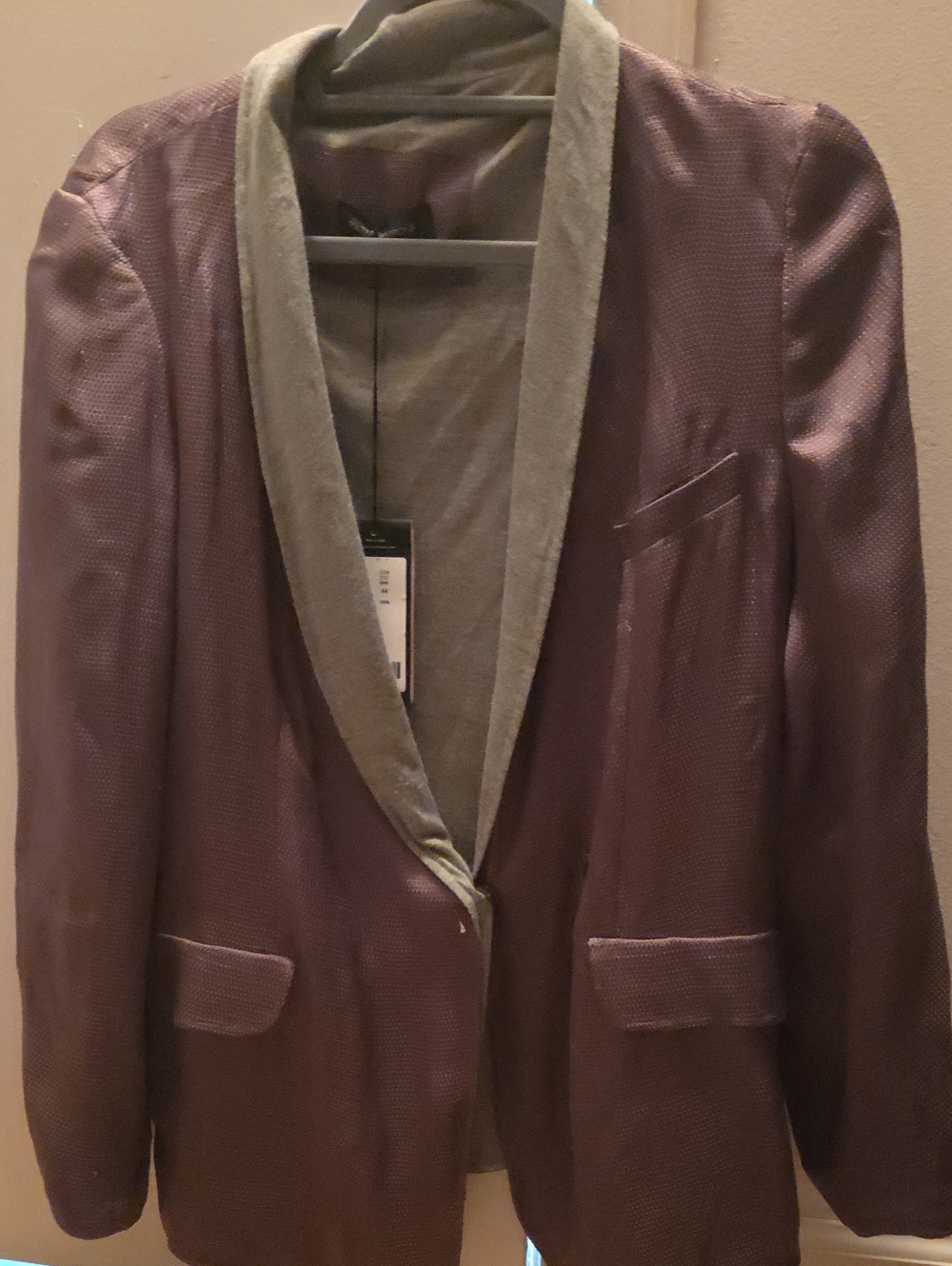 Piazza Sempione Plum Blazer with Light Gray Shawl Collar